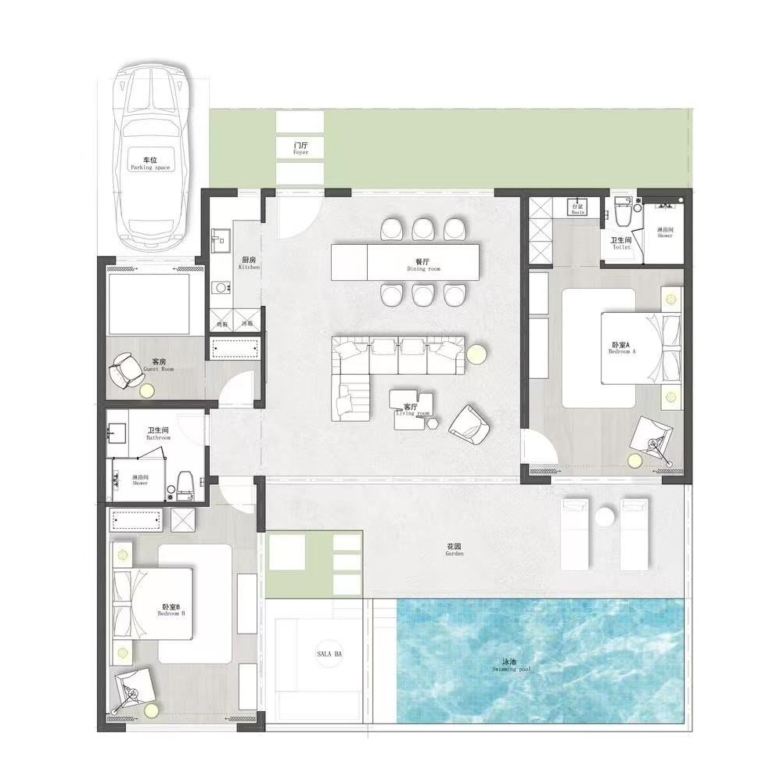 Sleek Modern 1 Storey Villa